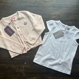 NWT Sergent Major French Boutique light pink knit pointelle Cardigan & T-shirt